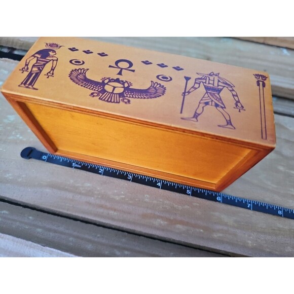 Egypt Wood Puzzle Box Pharaoh Birds Cobra Ankh Gods Hieroglyphs - Picture 7 of 9